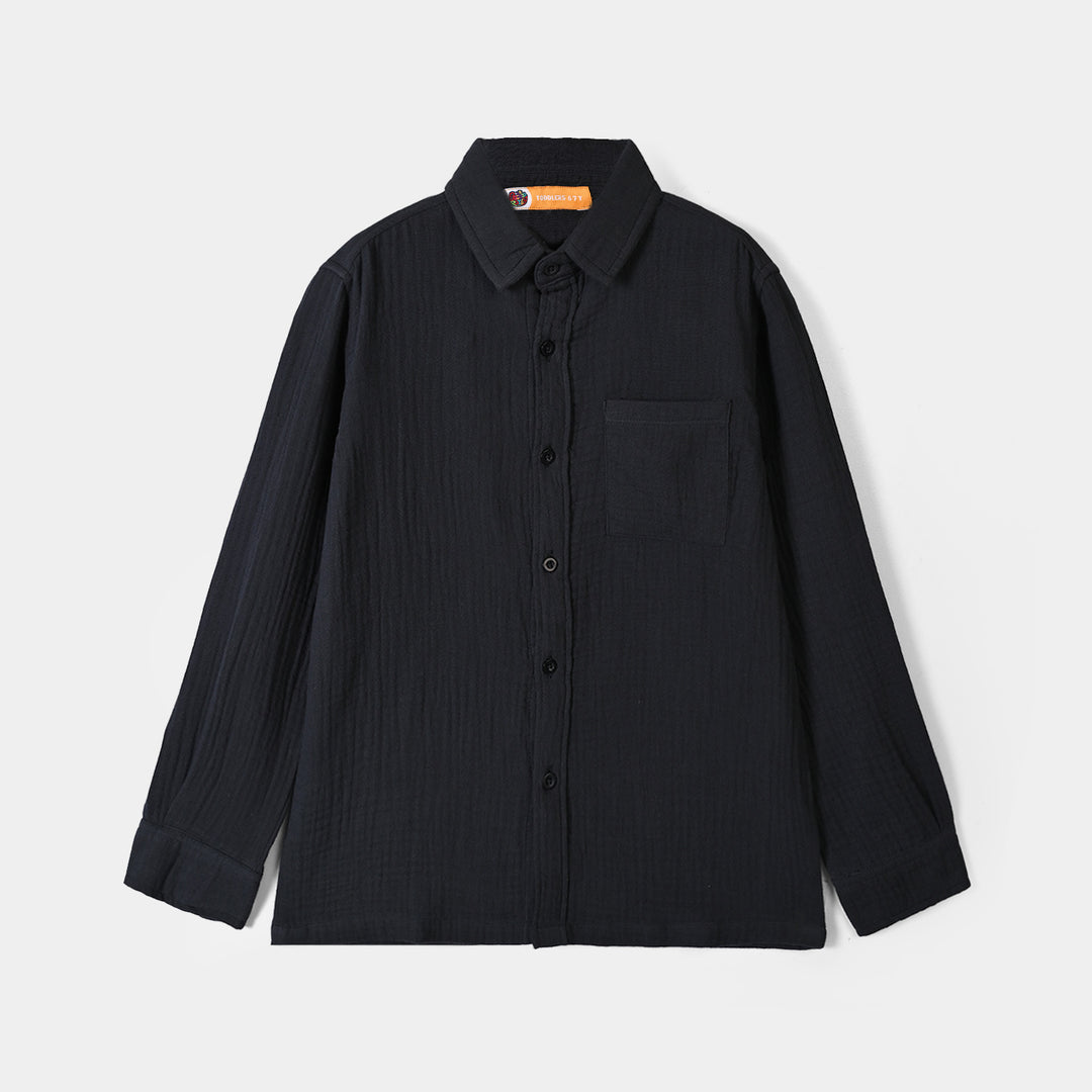 Boys Gauze Woven Suit Hello-CHARCOAL