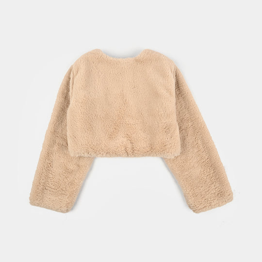 Girls Sherpa Bolero Snow - Light Brown