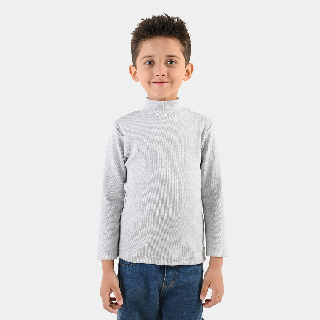 Boys 2x1 Rib Turtle Neck - Grey