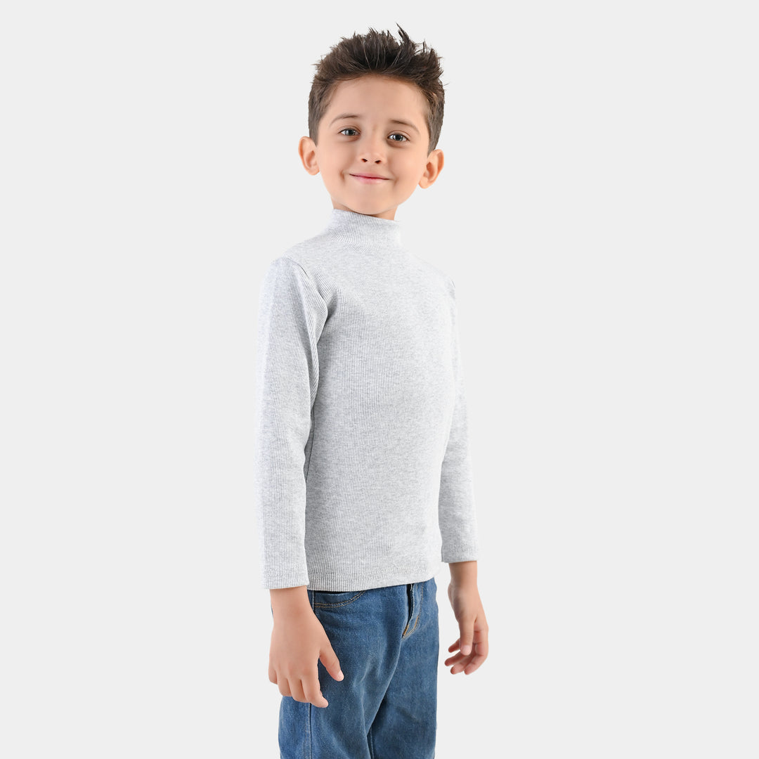 Boys 2x1 Rib Turtle Neck - Grey