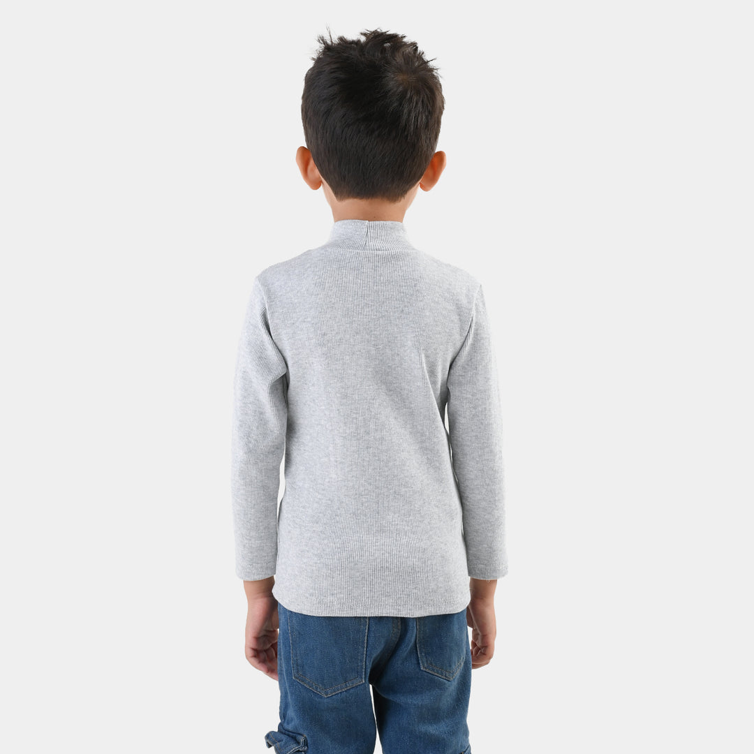 Boys 2x1 Rib Turtle Neck - Grey