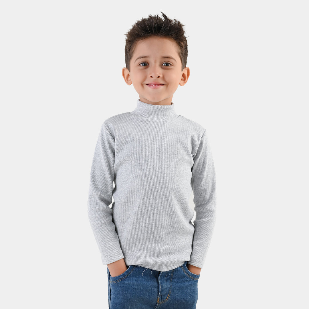 Boys 2x1 Rib Turtle Neck - Grey