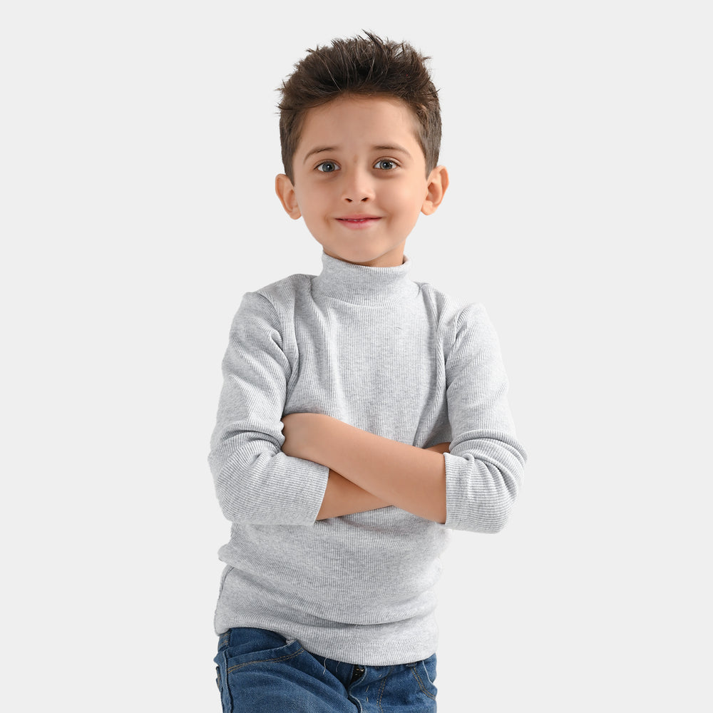 Boys 2x1 Rib Turtle Neck - Grey