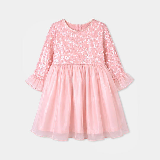 Girls Sequence Fancy Frock Graceful-Light Pink