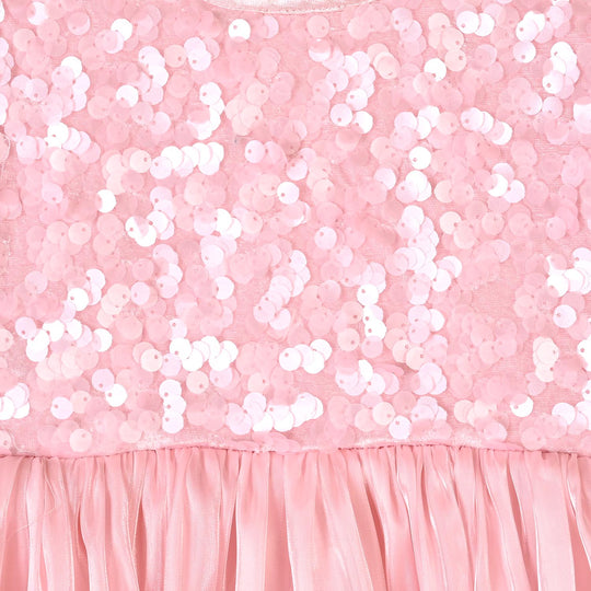 Girls Sequence Fancy Frock Graceful-Light Pink