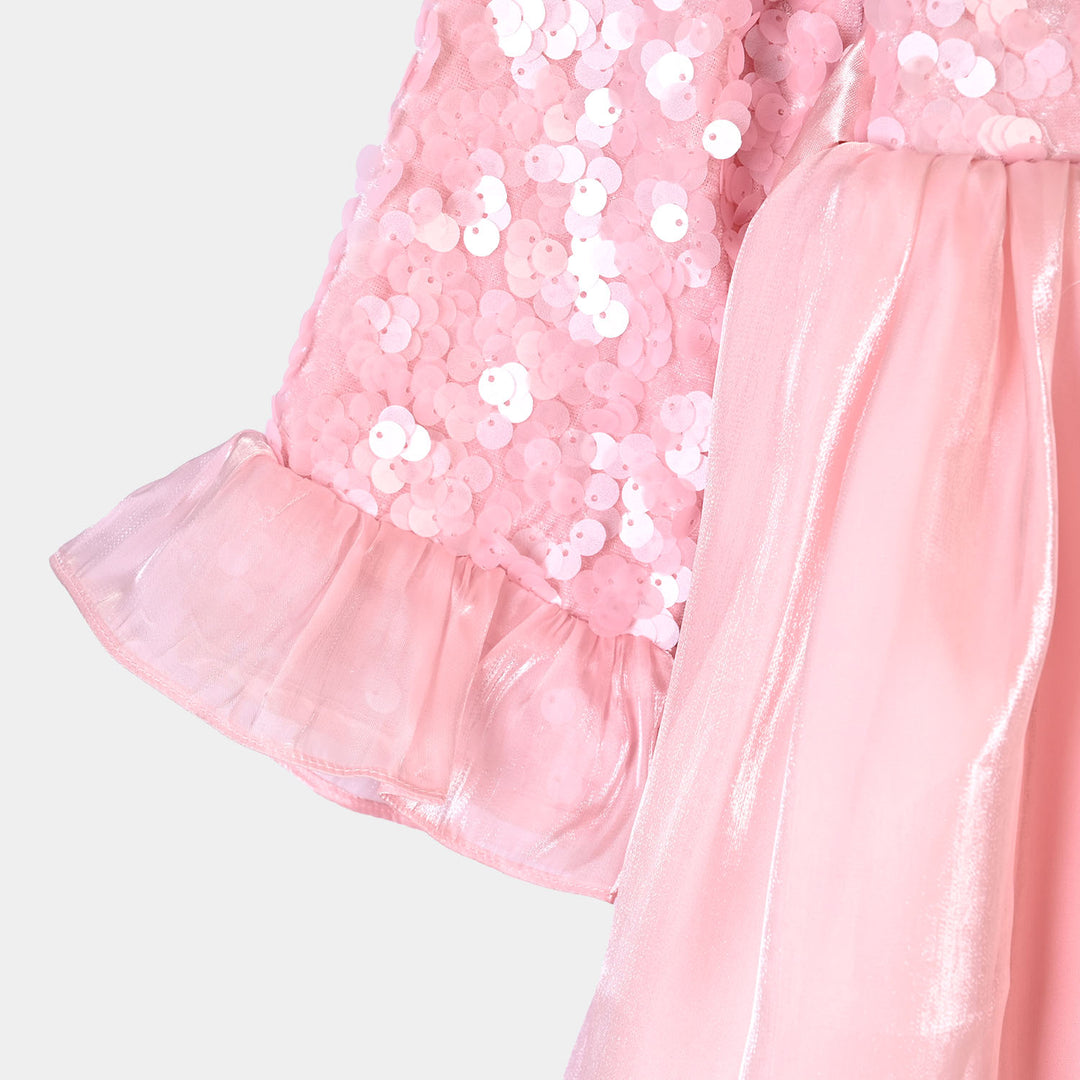 Girls Sequence Fancy Frock Graceful-Light Pink