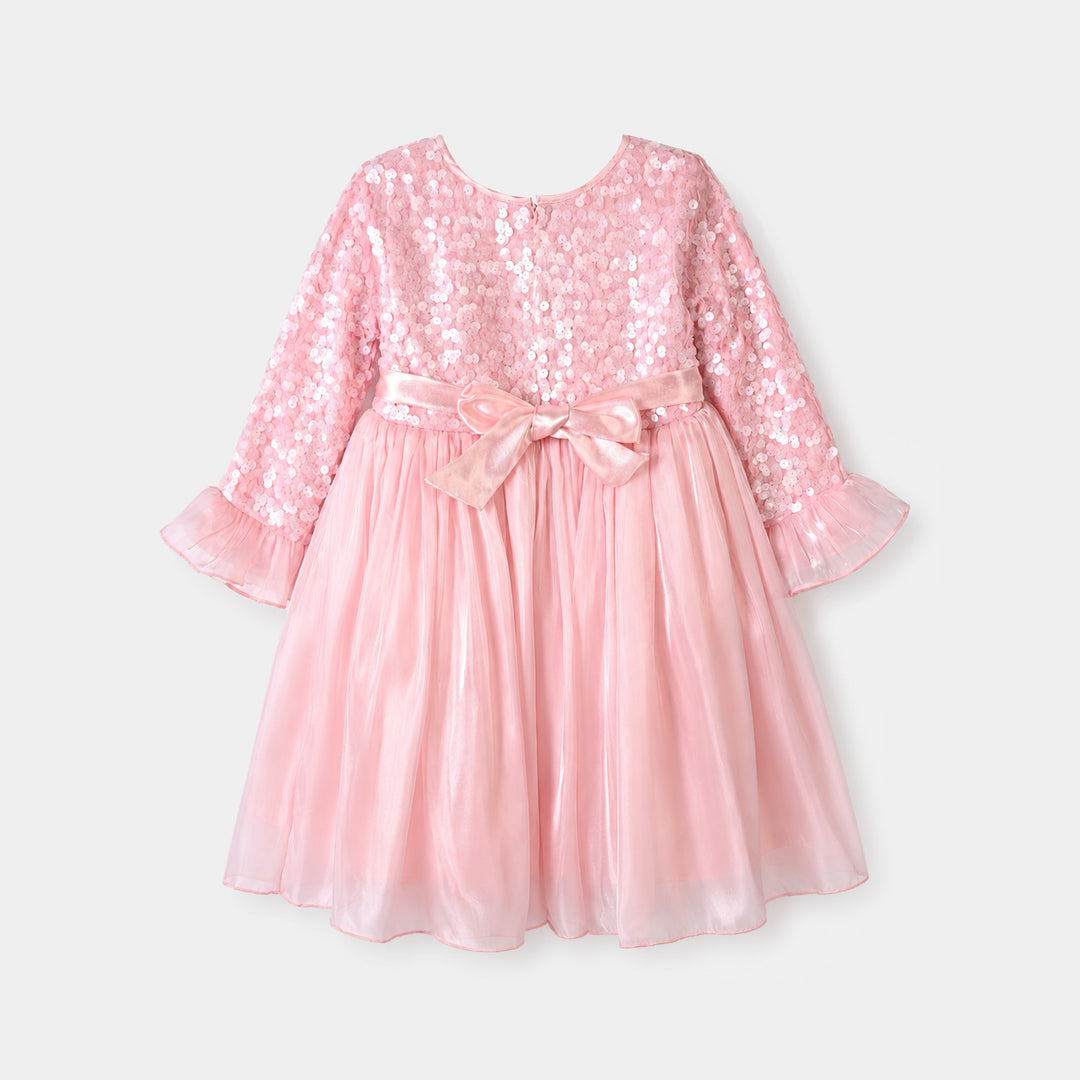 Girls Sequence Fancy Frock Graceful-Light Pink