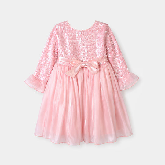Girls Sequence Fancy Frock Graceful-Light Pink