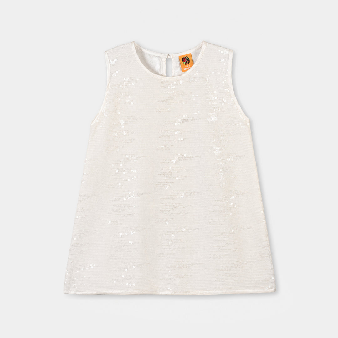 Girls Sequence Fancy Frock-Royal Fairy - White