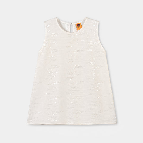 Girls Sequence Fancy Frock-Royal Fairy - White