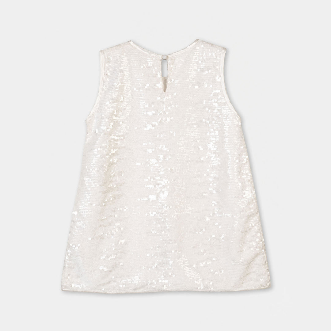 Girls Sequence Fancy Frock-Royal Fairy - White