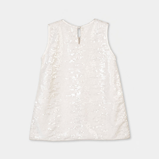 Girls Sequence Fancy Frock-Royal Fairy - White