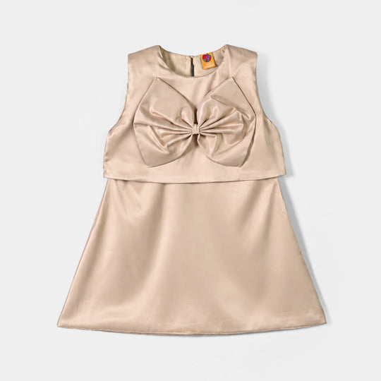 Girls Poly Satin Fancy Frock Star Princess-Fawn
