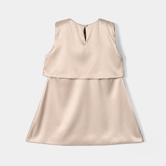 Girls Poly Satin Fancy Frock Star Princess-Fawn