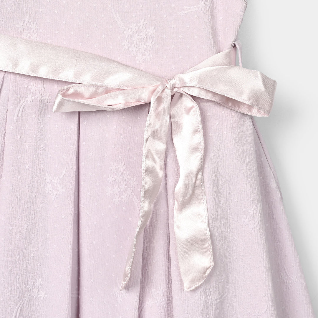 Girls Jacquard Fancy Frock - Lilac