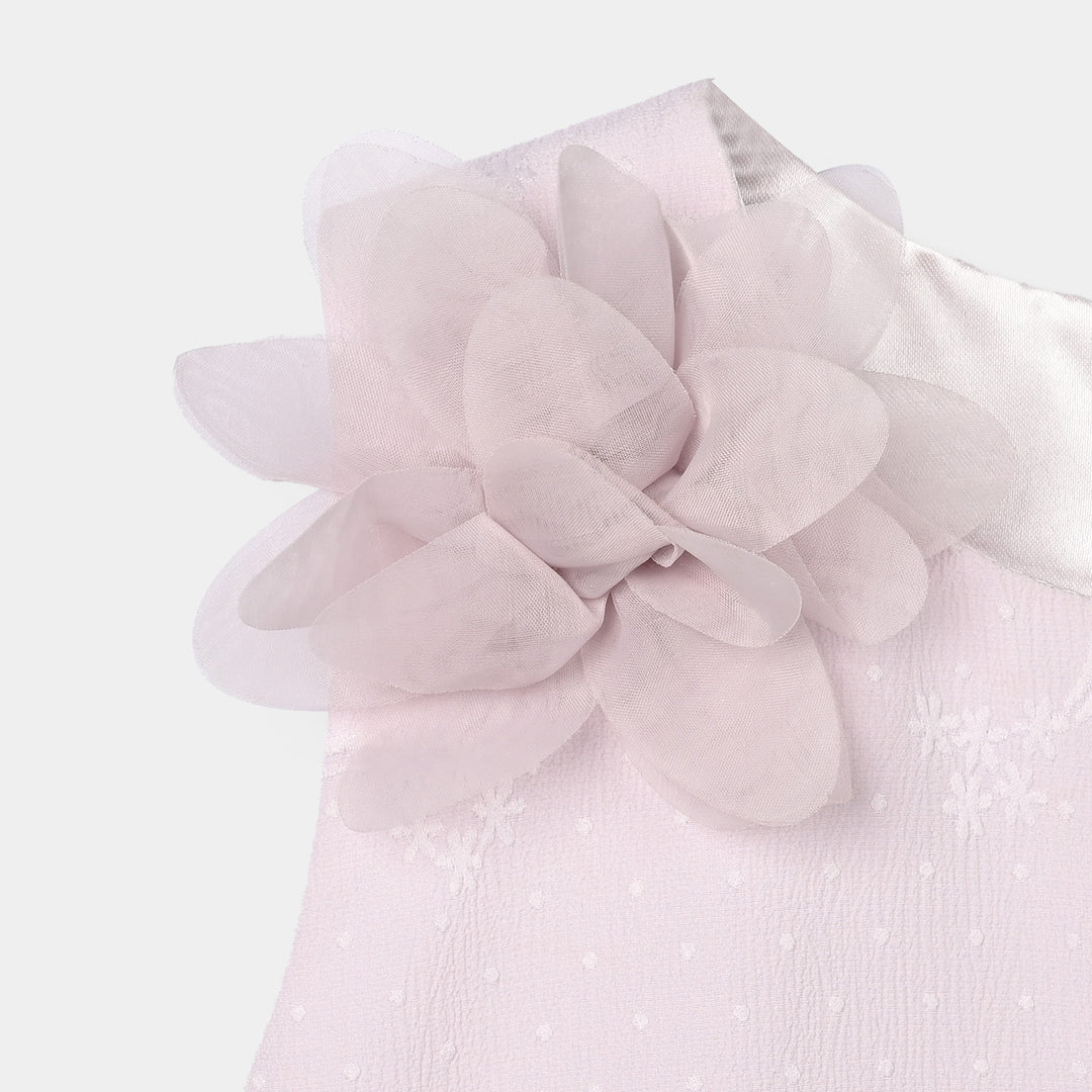 Girls Jacquard Fancy Frock - Lilac