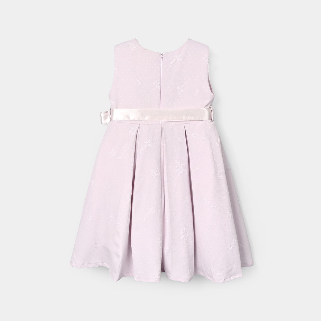 Girls Jacquard Fancy Frock - Lilac