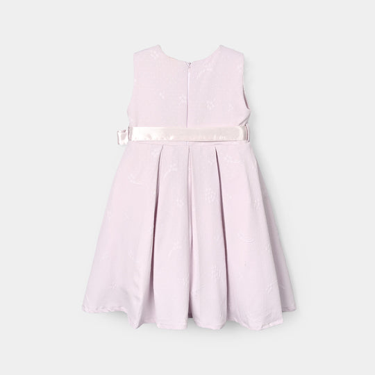 Girls Jacquard Fancy Frock - Lilac