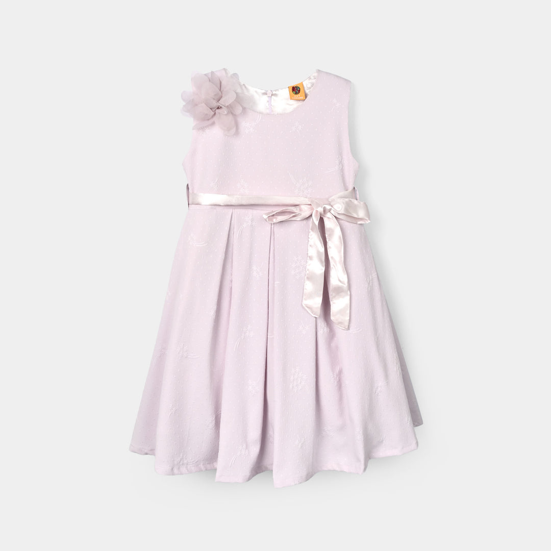 Girls Jacquard Fancy Frock - Lilac