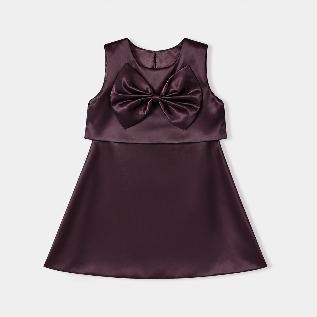 Girls Poly Satin Fancy Frock Star Princess-Plum