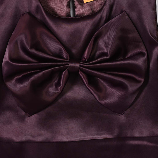 Girls Poly Satin Fancy Frock Star Princess-Plum