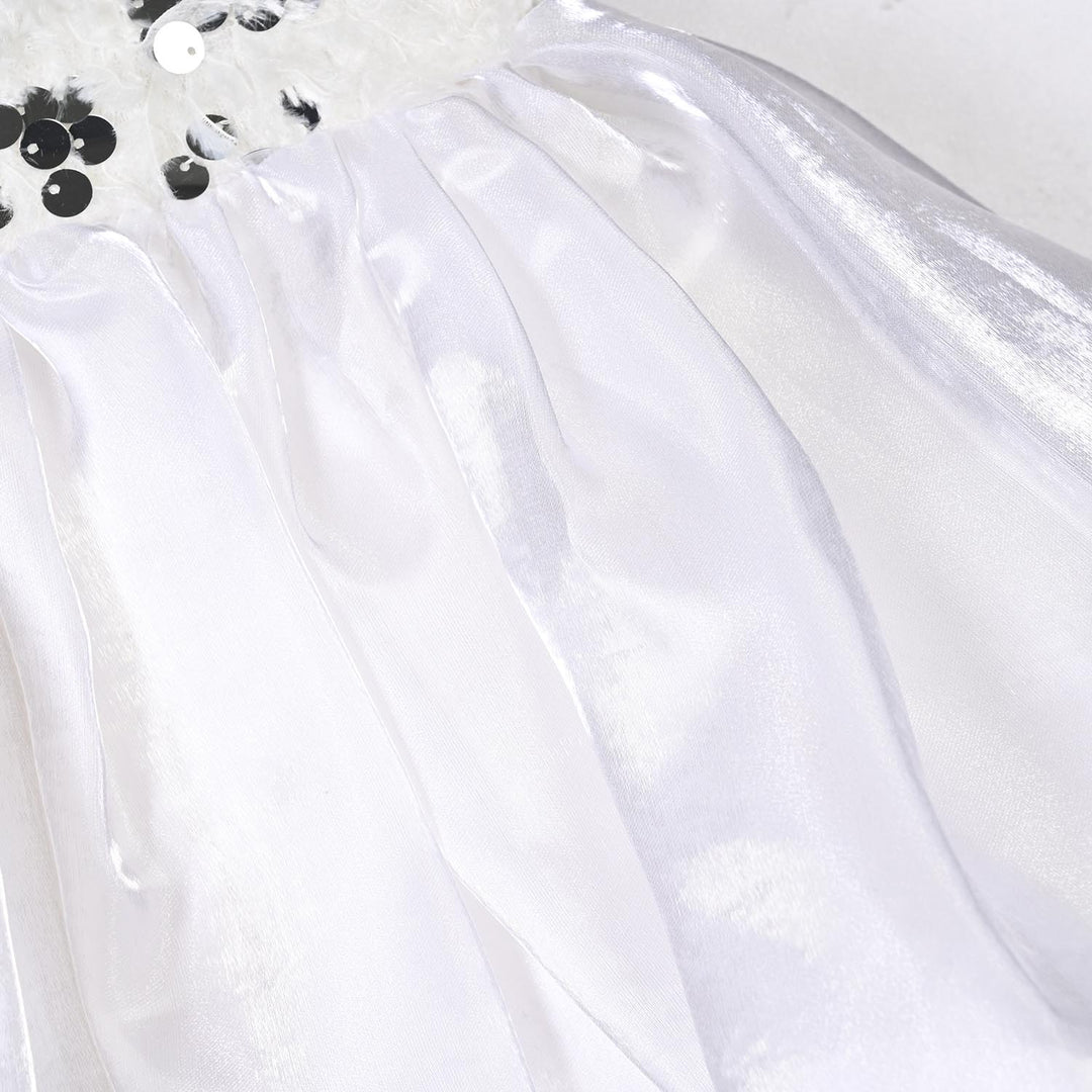 Infant Girls Sequence Fancy Frock-Stylish-White