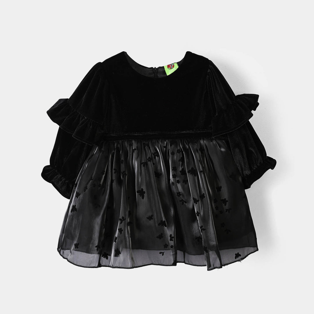 Infant Girls Velvet Fancy Frock-Velvet Grace - BLACK