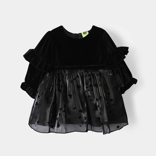 Infant Girls Velvet Fancy Frock-Velvet Grace - BLACK