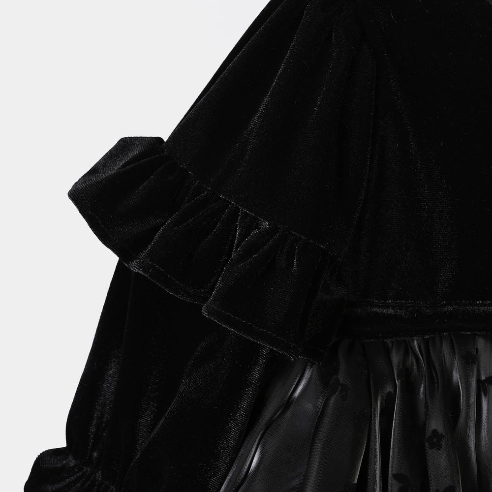 Infant Girls Velvet Fancy Frock-Velvet Grace - BLACK
