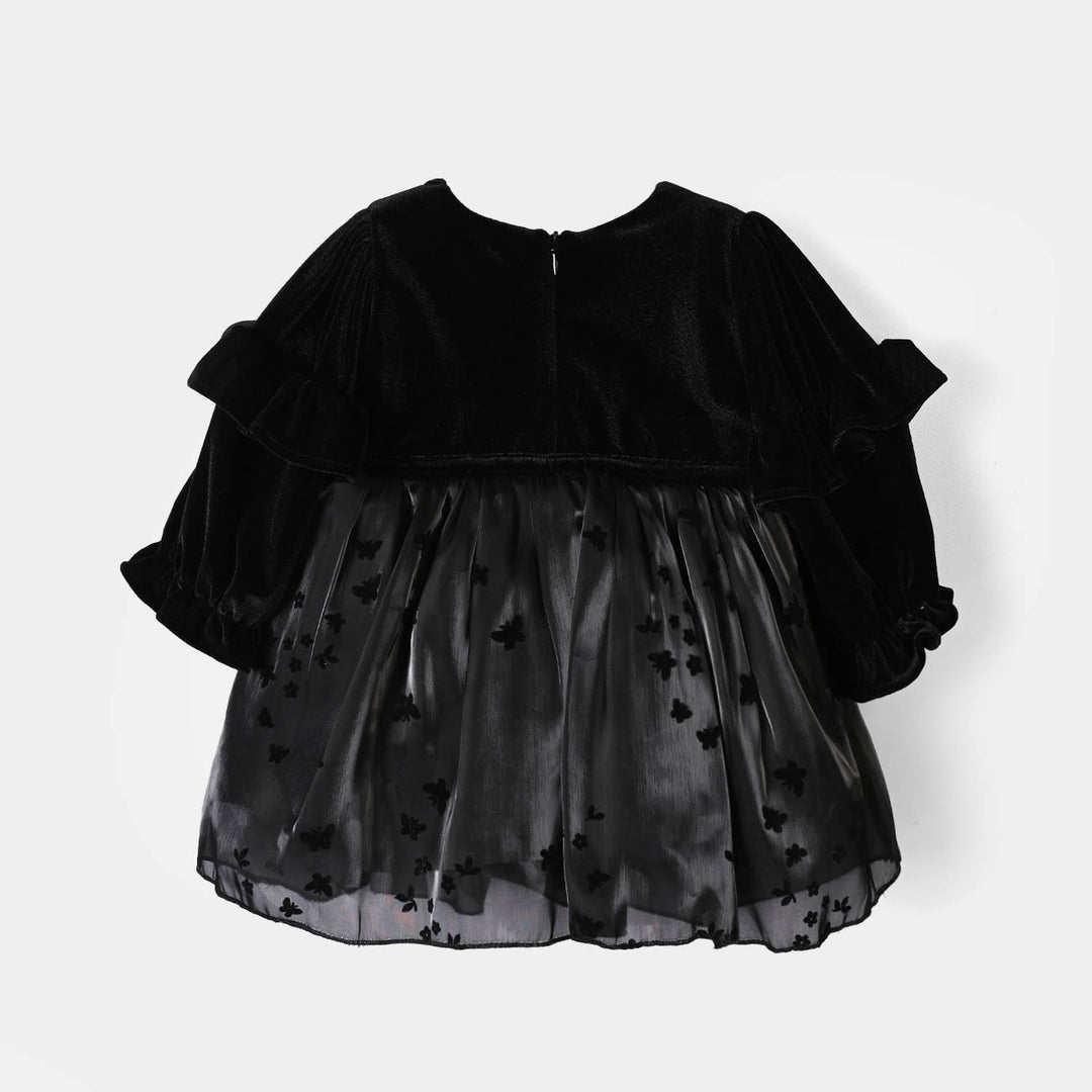 Infant Girls Velvet Fancy Frock-Velvet Grace - BLACK