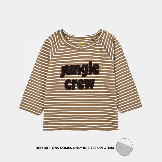 Infant Boys Yarn Dyed T-Shirt Jungle Crew - BROWN