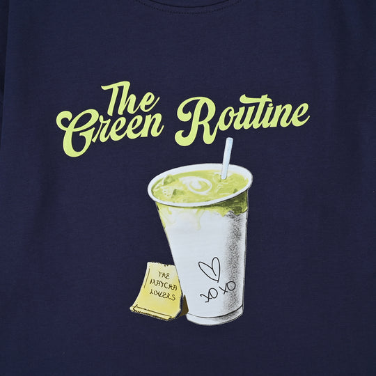 Girls Lycra T-Shirt Green Routine - BLUE