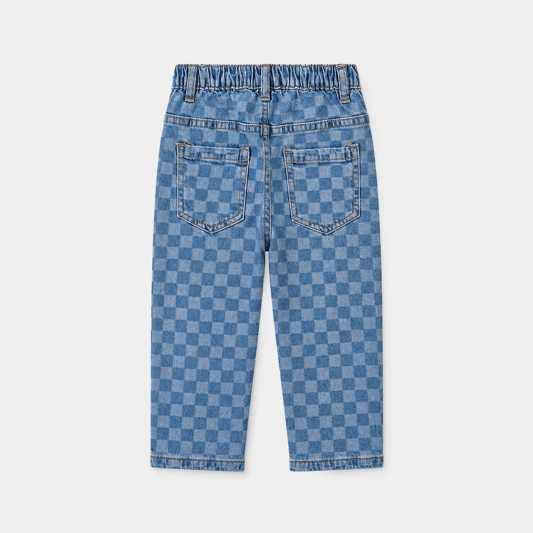 Infant Boys Denim rigid Pant Checks-LT.Blue