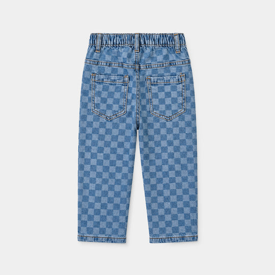 Infant Boys Denim rigid Pant Checks-LT.Blue