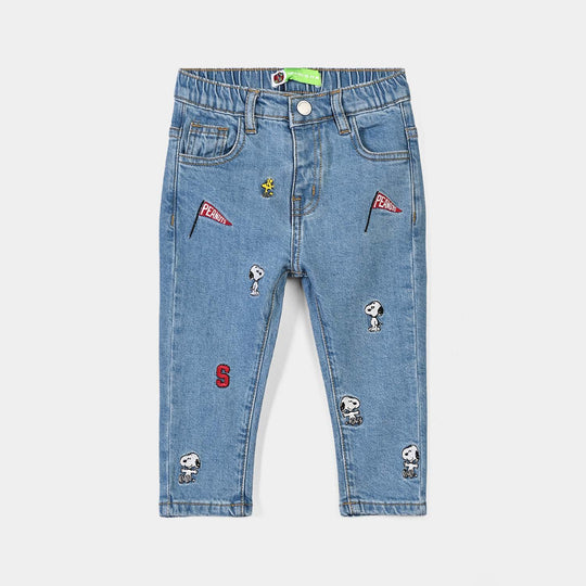 Infant Boys Denim Stretch Pant Character-Mid Blue