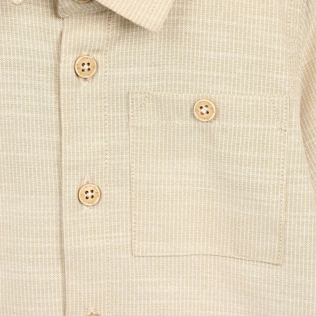 Infant Boys Yarn Dyed Shirt Playing Skill - BEIGE
