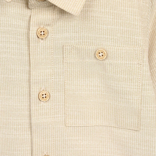 Infant Boys Yarn Dyed Shirt Playing Skill - BEIGE