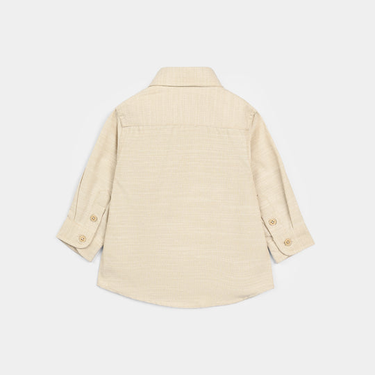Infant Boys Yarn Dyed Shirt Playing Skill - BEIGE