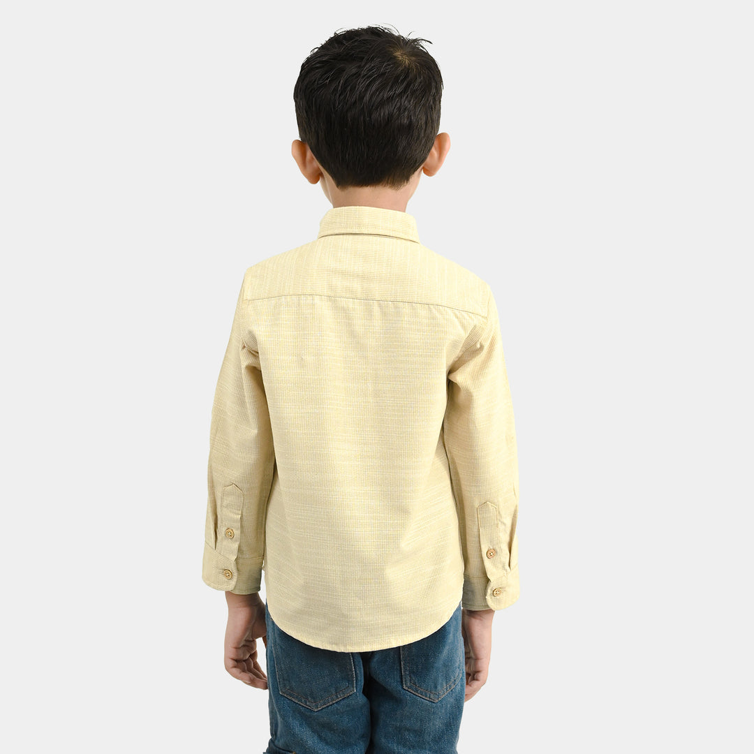 Boys Yarn Dyed Shirt Playing Skill - BEIGE
