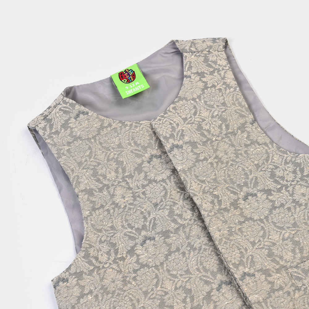 Infant Boys Poly Viscose Waist Coat (Zari) - GREY