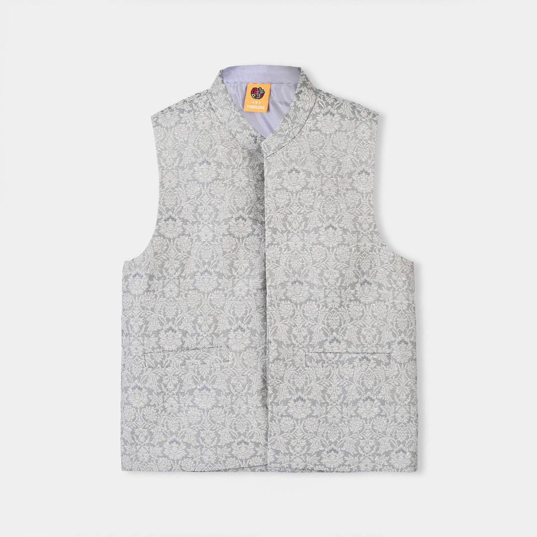 Boys Poly Viscose Waistcoat Zari - GREY