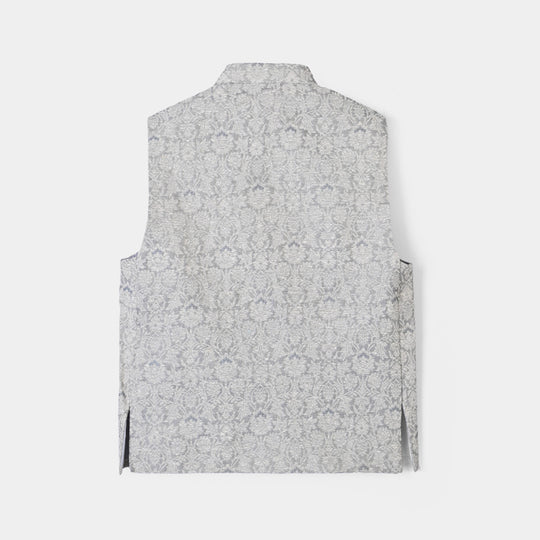 Boys Poly Viscose Waistcoat Zari - GREY