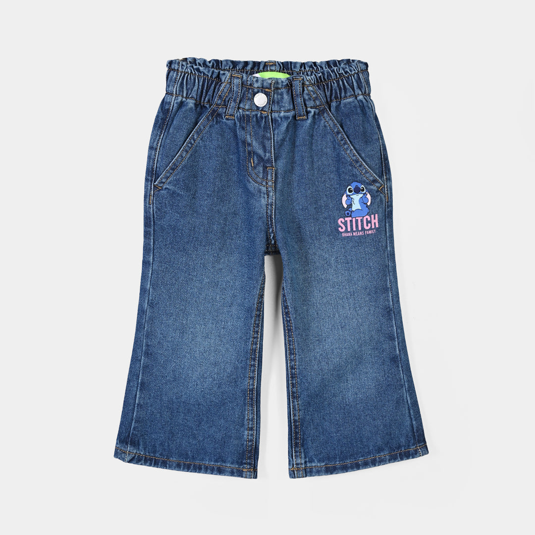 Infant Girls Denim rigid Pant Stitch-D.Blue