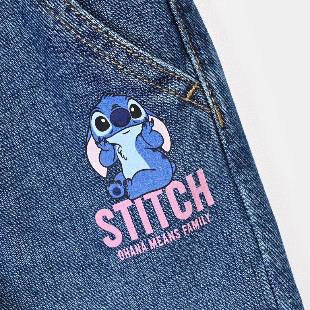 Infant Girls Denim rigid Pant Stitch-D.Blue