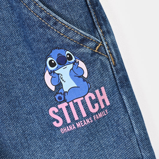 Infant Girls Denim rigid Pant Stitch-D.Blue