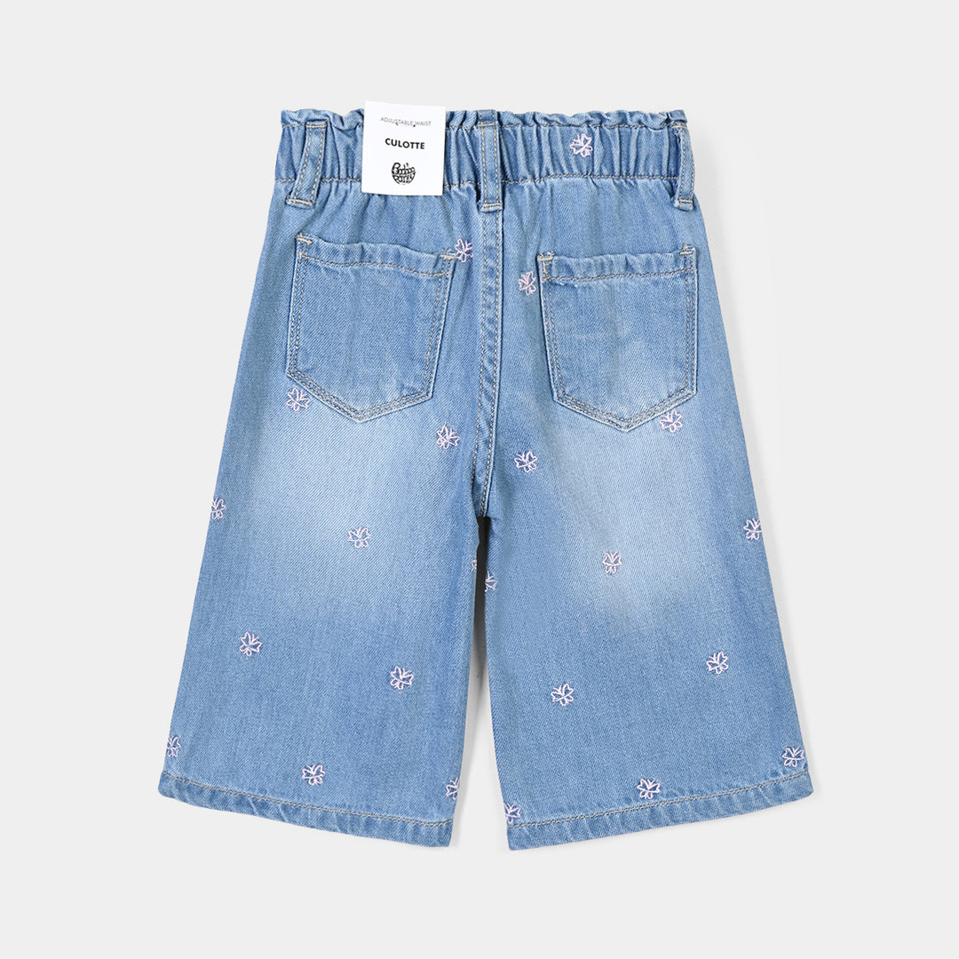 Infant Girls Denim Rigid Pant Butterflies - Light Blue