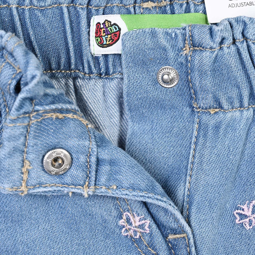 Infant Girls Denim Rigid Pant Butterflies - Light Blue