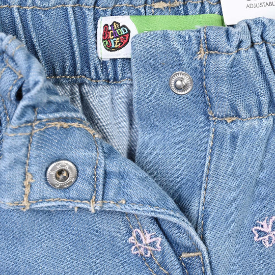 Infant Girls Denim Rigid Pant Butterflies - Light Blue