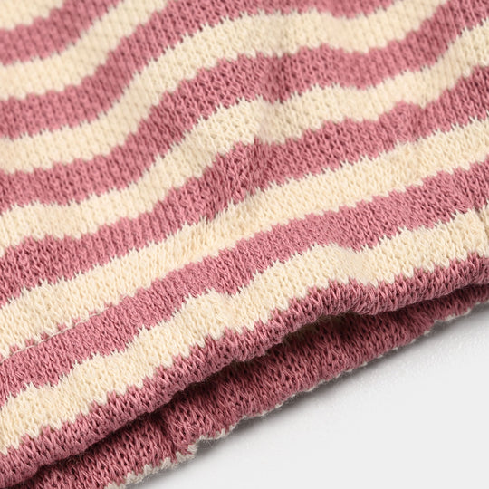 Girls Knitted Jacquard Sweatshirt Make Your Heart - PINK
