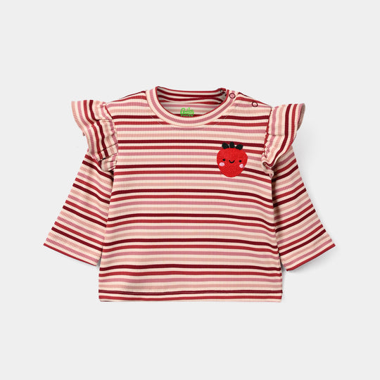 Infant Girls 2x1 Rib T-Shirt Strawberry - White